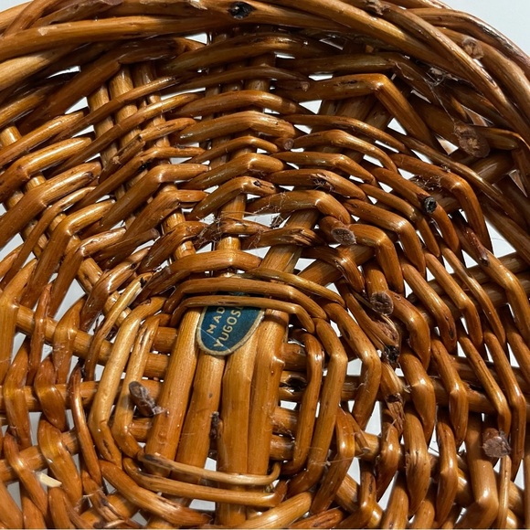 VINTAGE! Boho Natural Woven Round Wicker Fruit Basket With Handle Yugoslavia - Picture 10 of 12